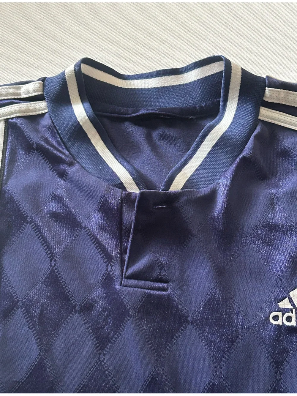 Adidas Soccer Jersey Men’s Collar Navy Blue Green White